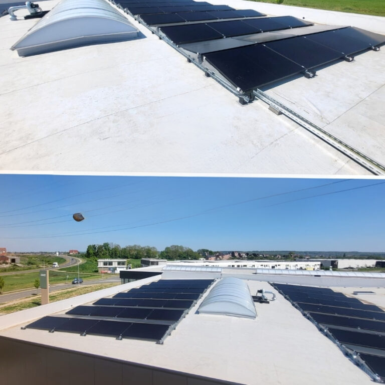 Installation photovoltaïque sur le toit d'un garage à Tubize