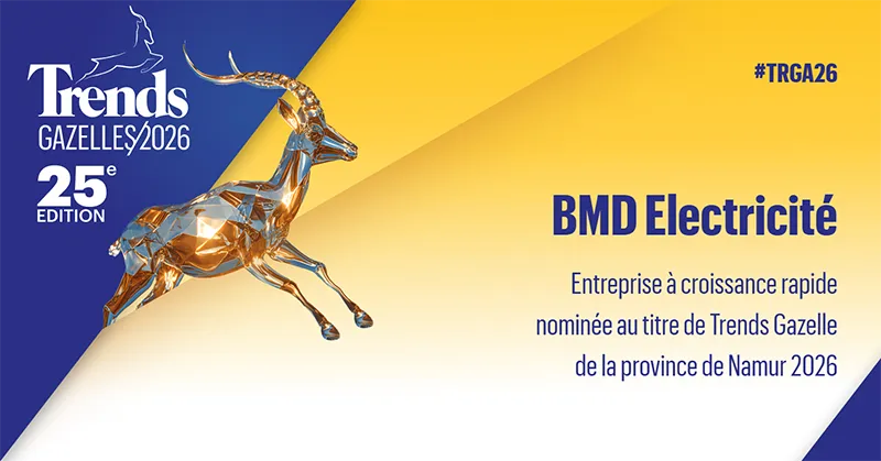 Illustration BMD Electricté nominée au titre de Trends Gazelle de la province de Namur 2026